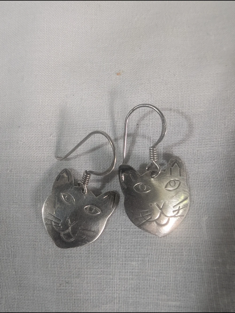 Sterling Silver Cat Face Earrings Pet Kitty Kitten Jewelry
